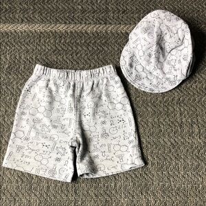 Kids Grey Science-Print Matching Short and Hat Set
